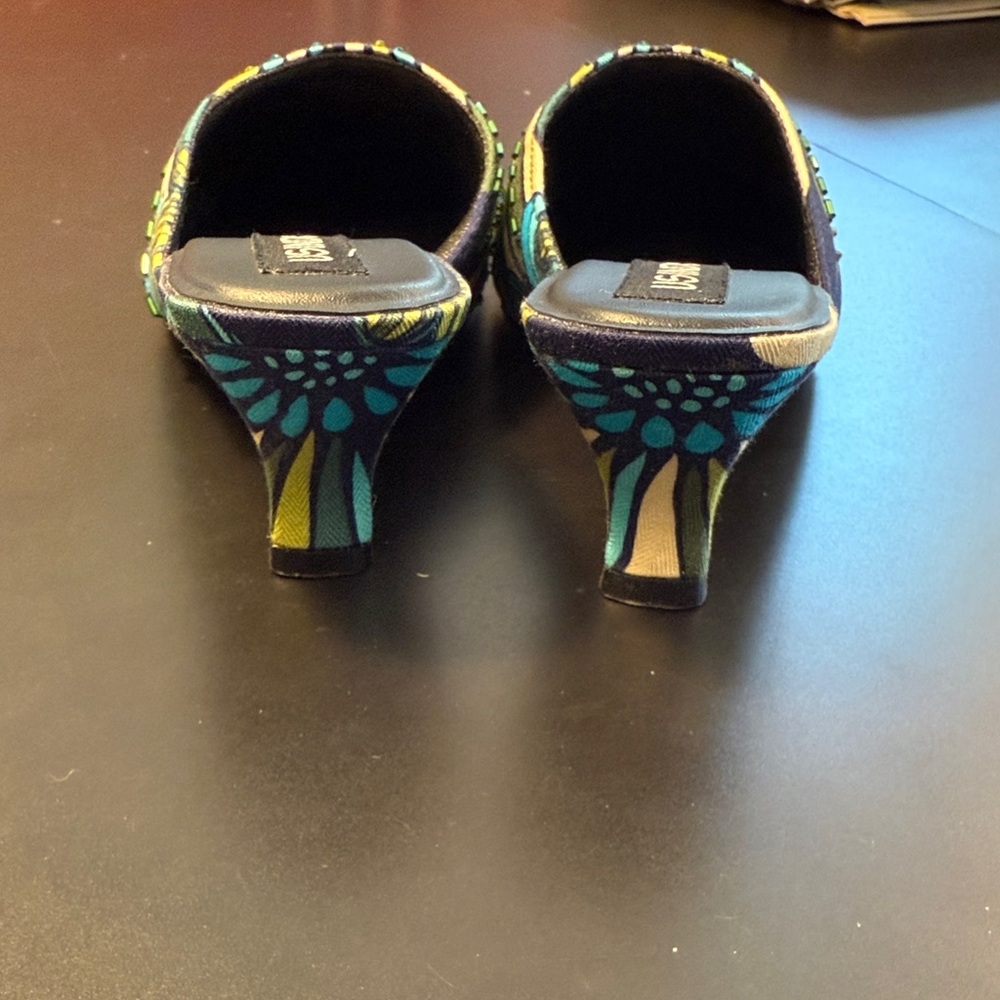 Blue And Green Patterned Mules - image 3